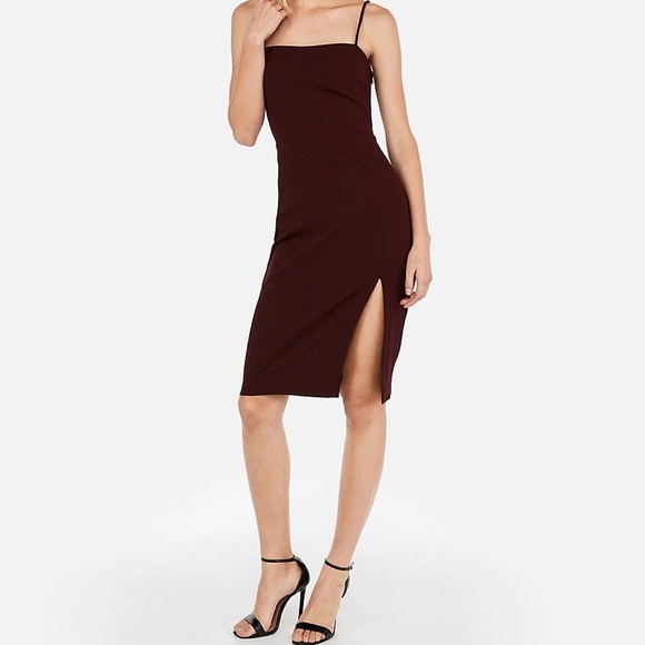 Express Dresses & Skirts - Express Front Slit Sheath Dress Merlot